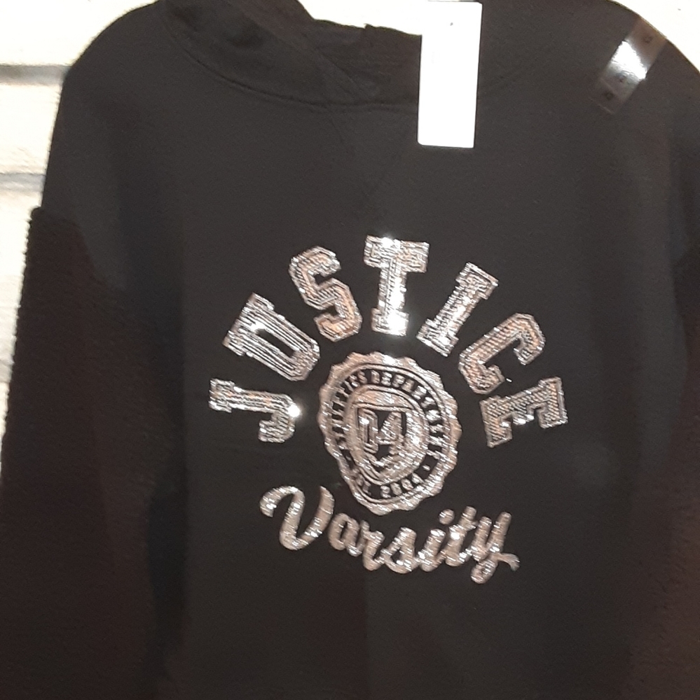 Justice Logo Sherpa Sleeve Hoodie